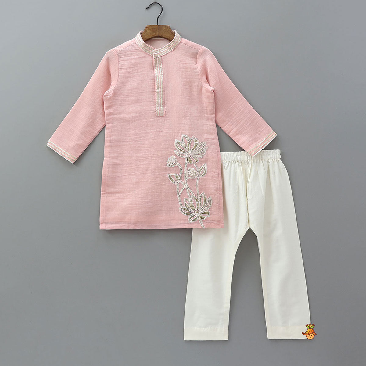 Embroidered Front Placket Traditional Kurta And Pyjama