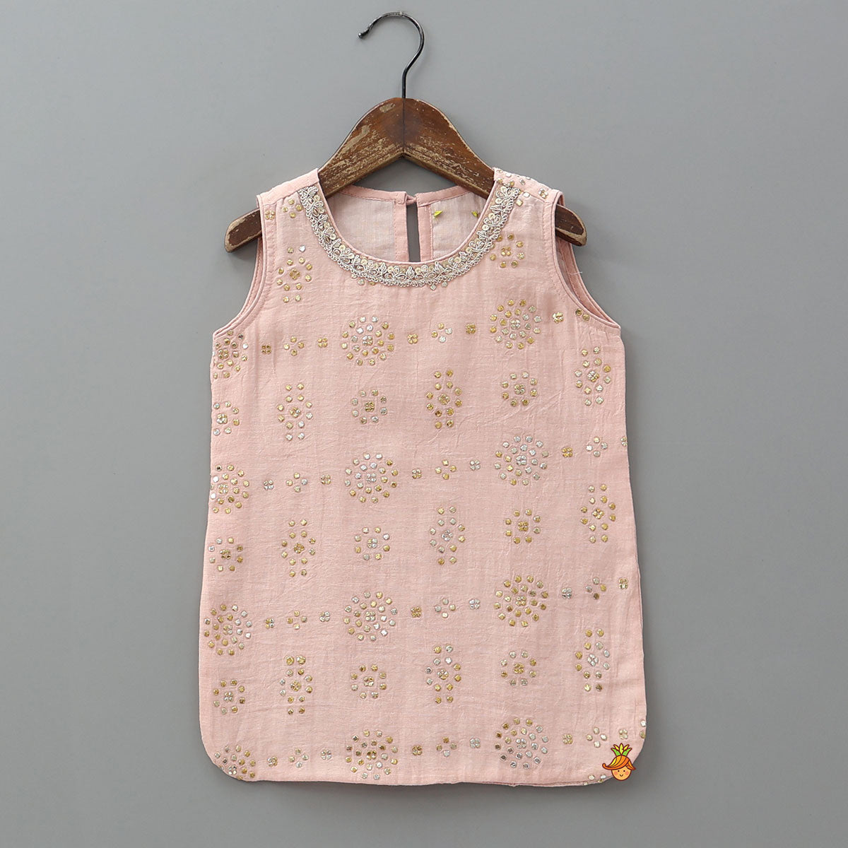 Embellished Sleeveless Kurti With Pleated Salwar