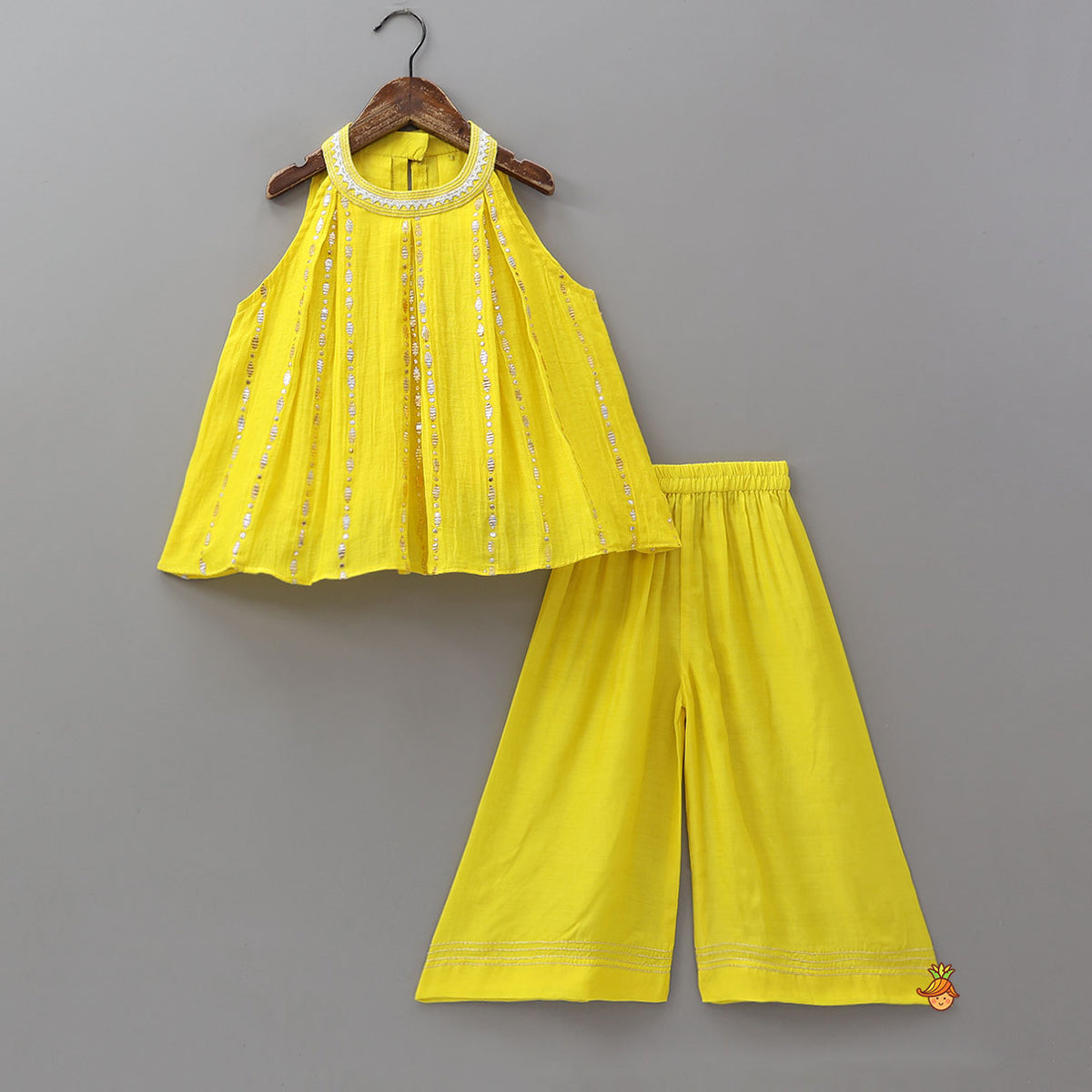 Halter Neck Embellished Kurti And Palazzo