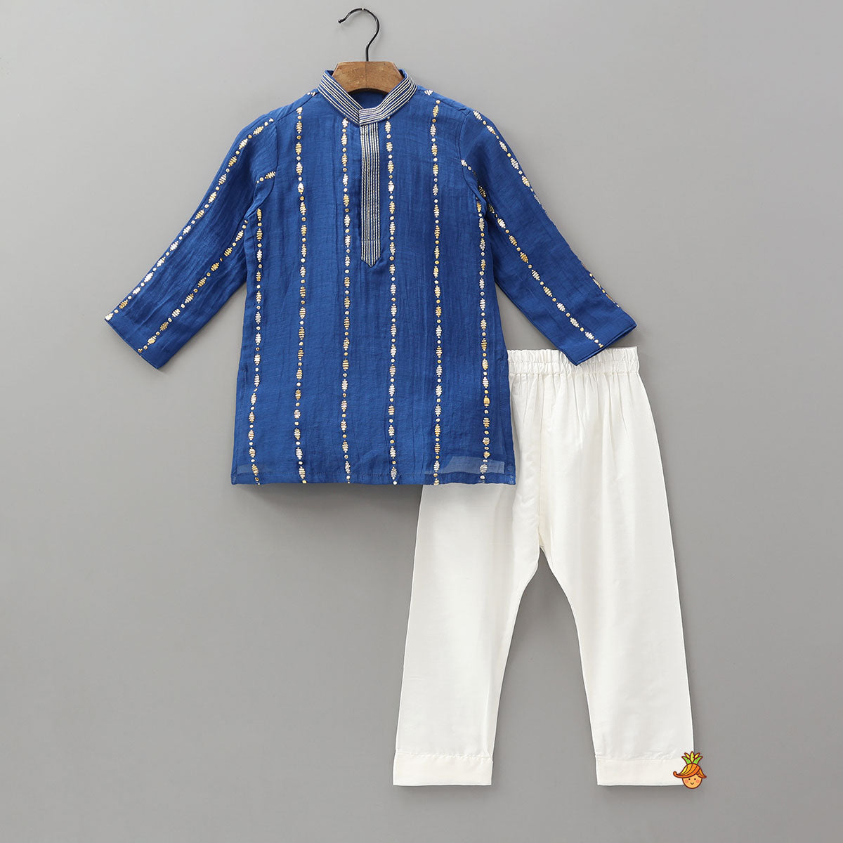 Embroidered Front Placket Classic Kurta And Pyjama
