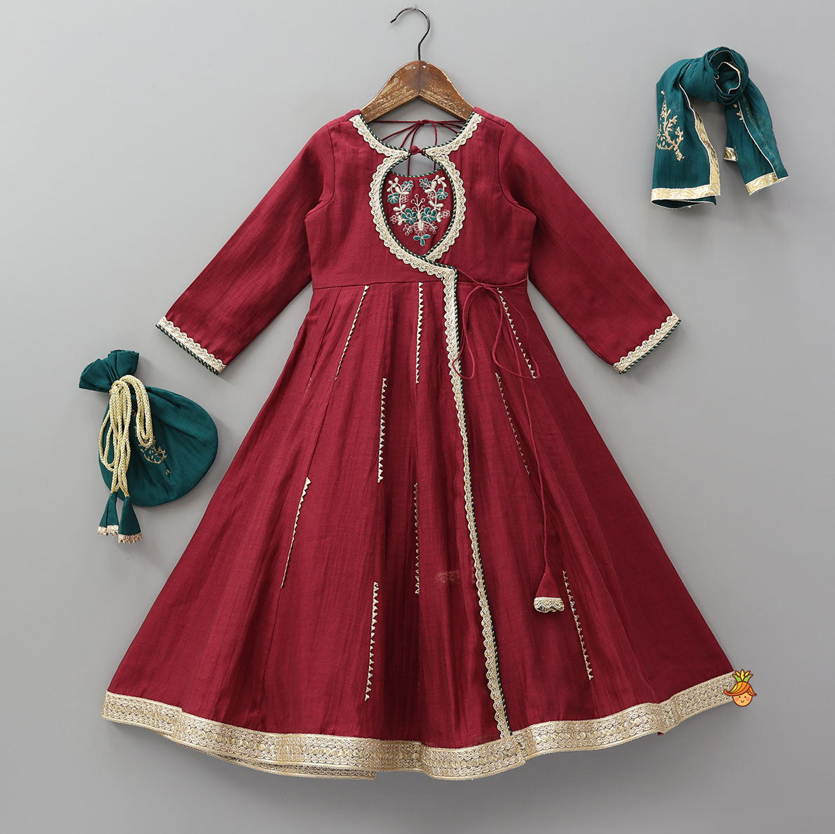 Graceful Flap Anarkali With Dupatta And Potli Bag