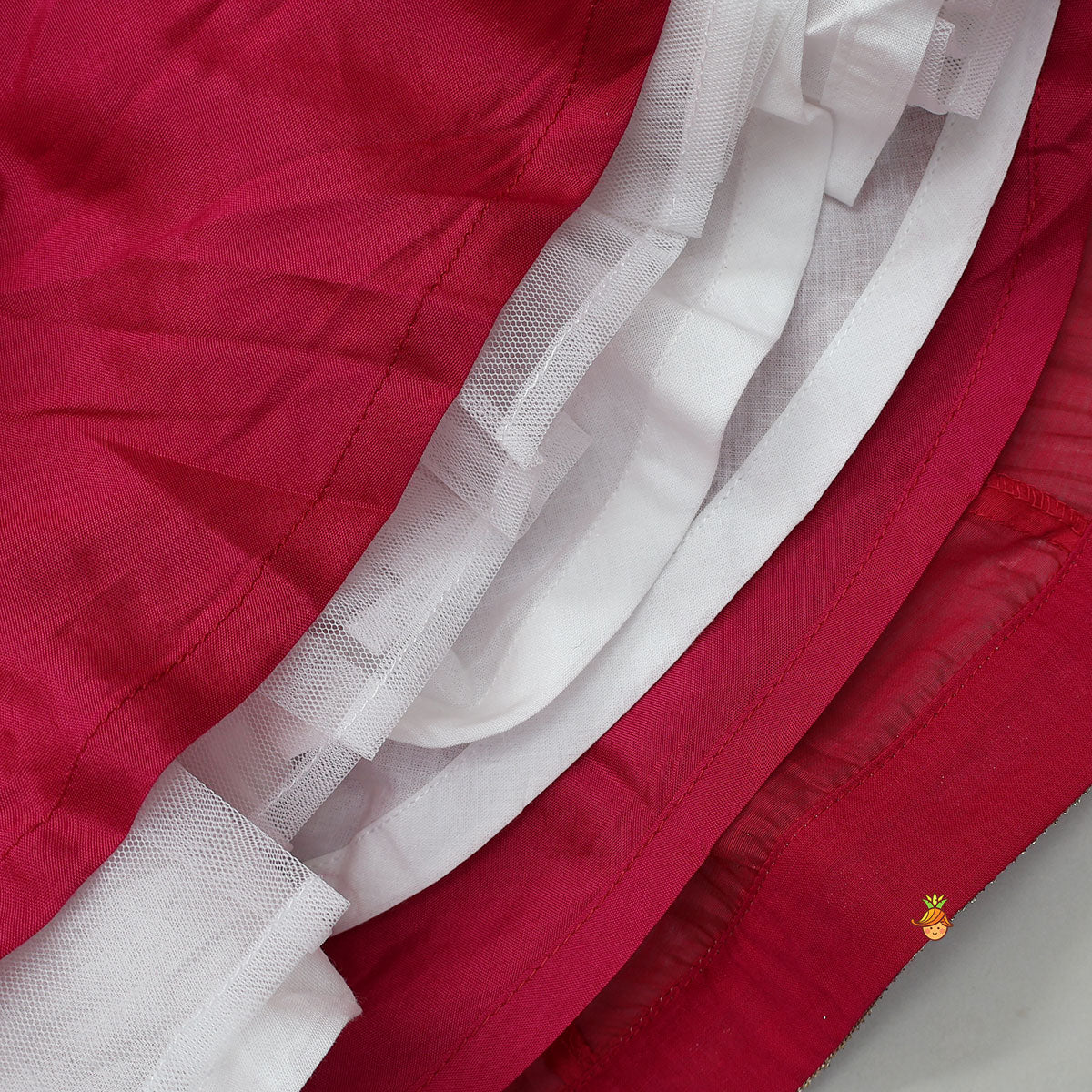 Round Neck Embroidered Yoke Ethnic Anarkali With Contrasting Dupatta And Potli Bag