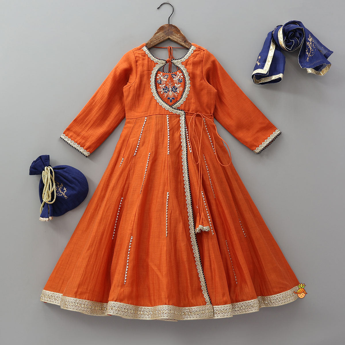 Classic Flap Anarkali With Dupatta And Potli Bag