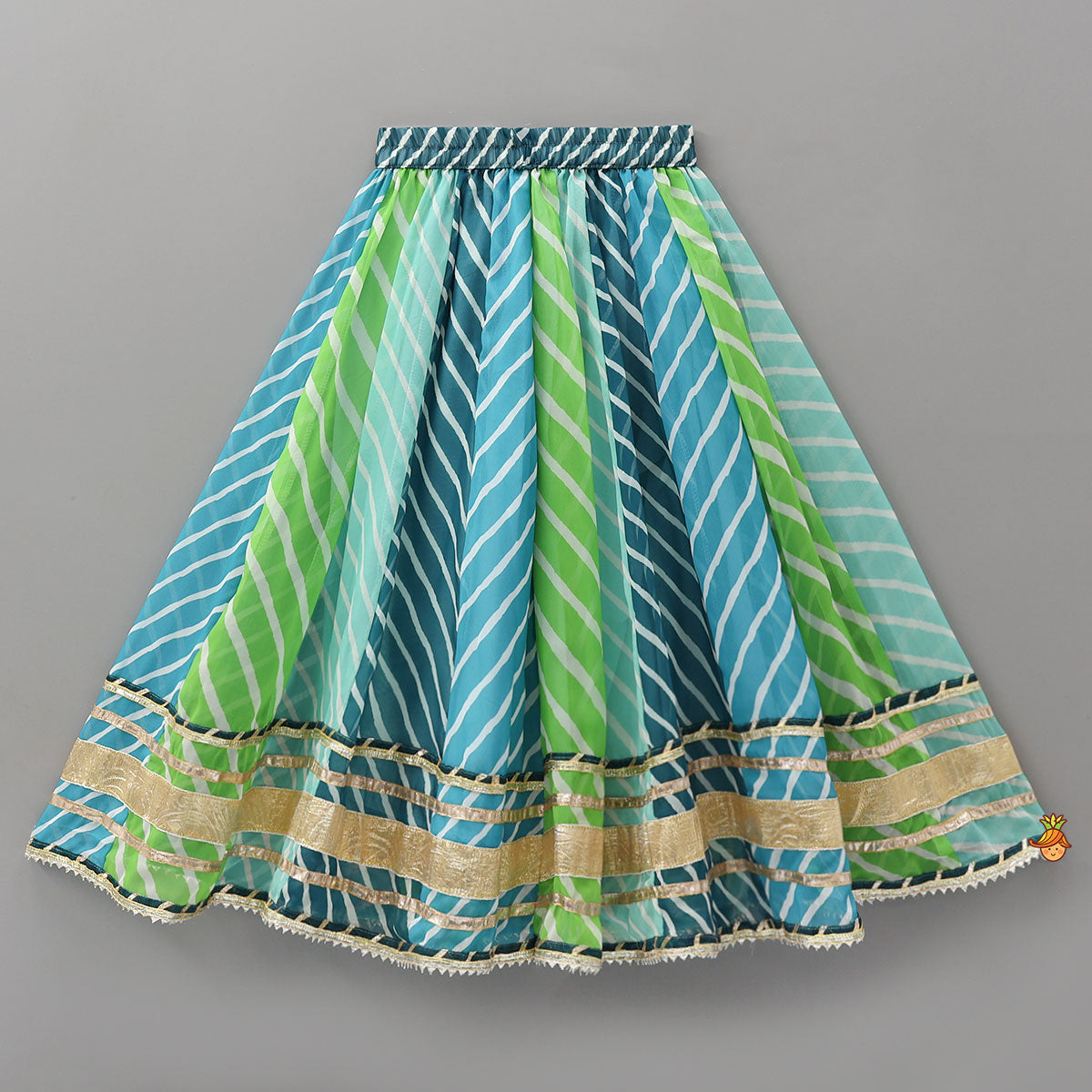 Leheriya Printed Pretty Crop Top And Lehenga With Dupatta