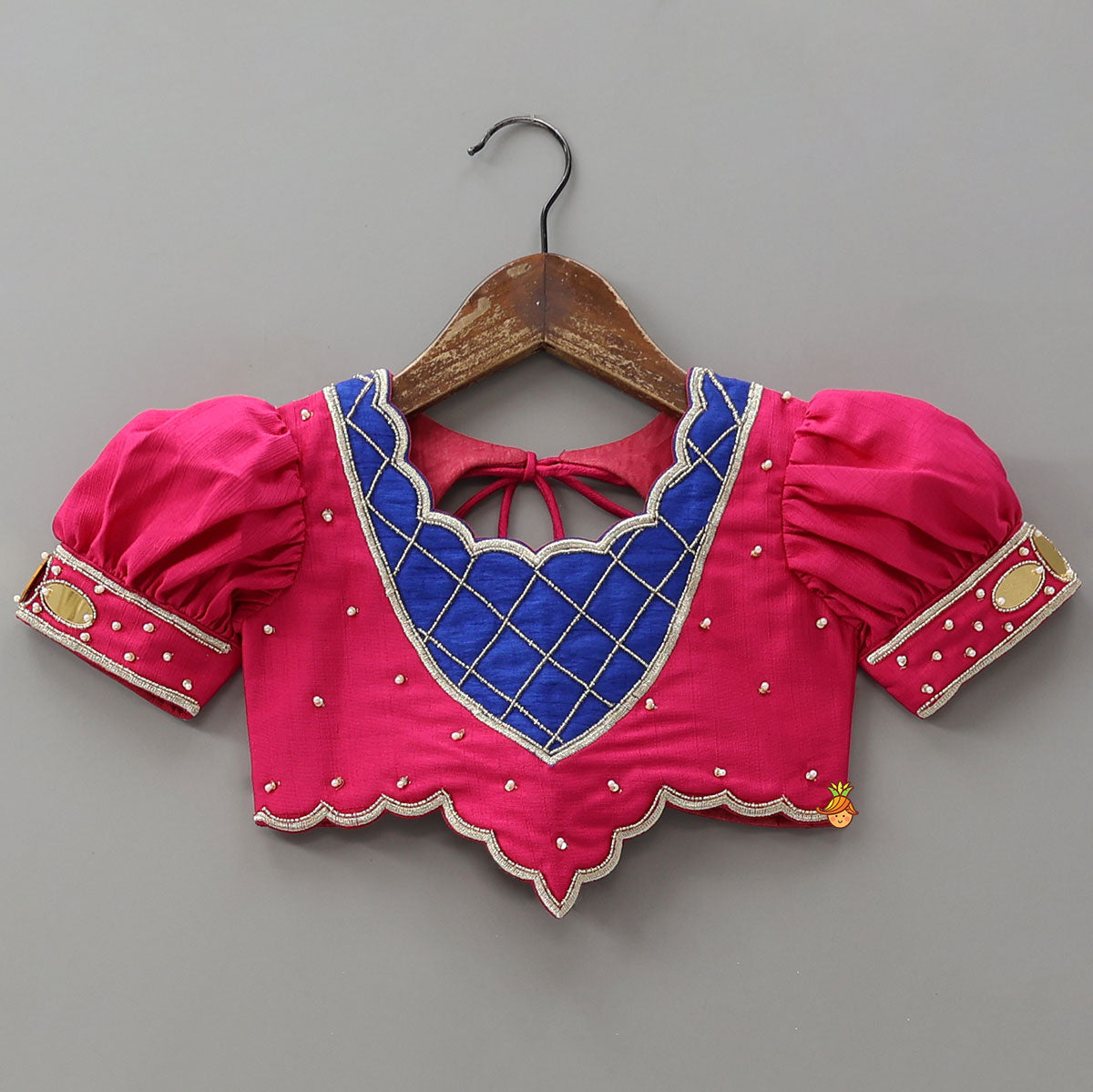 Scalloped Design Crop Top And Applique Work Lehenga With Dupatta