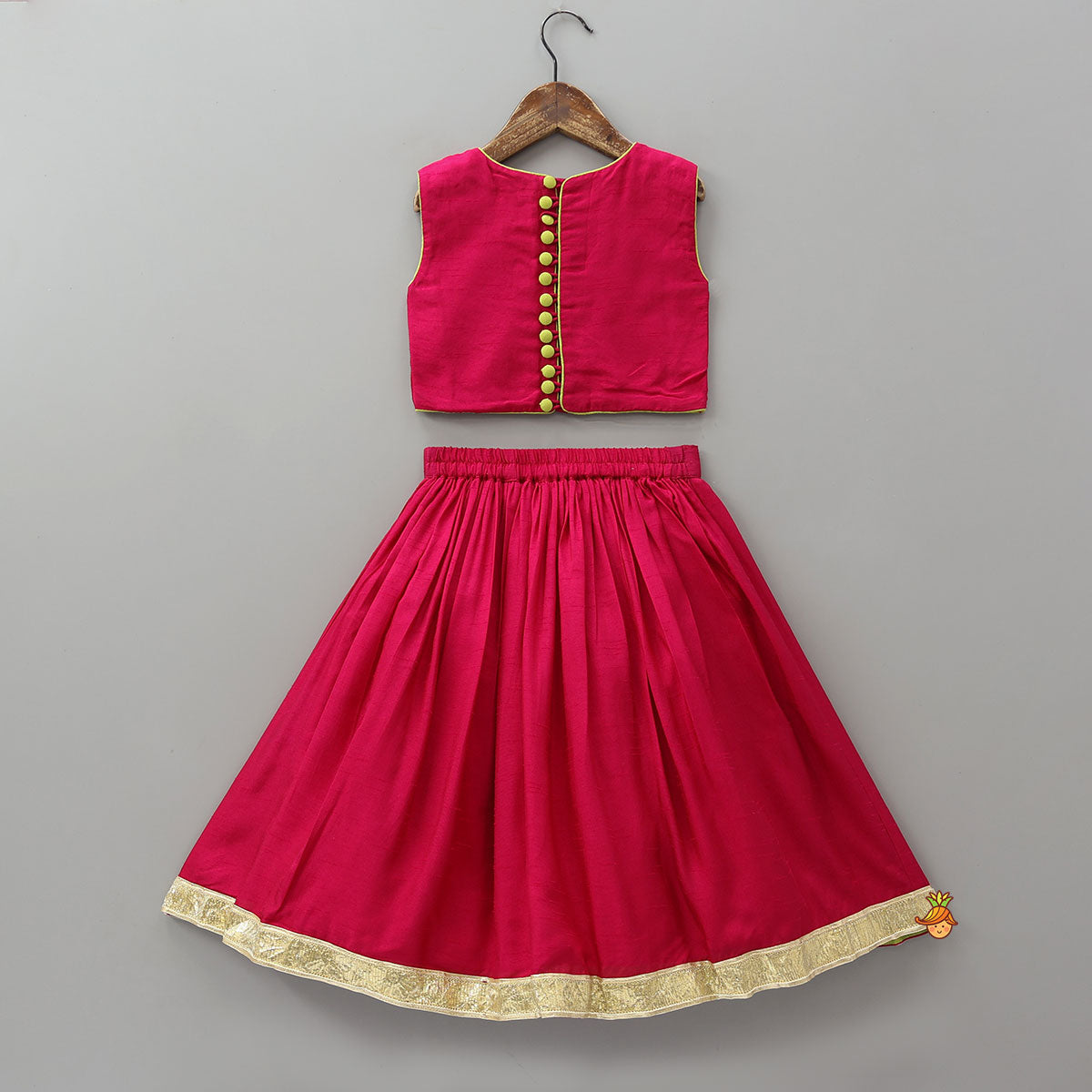 Goddess Durga Embroidered Top And Contrasting Tassel Detail Lehenga With Dupatta