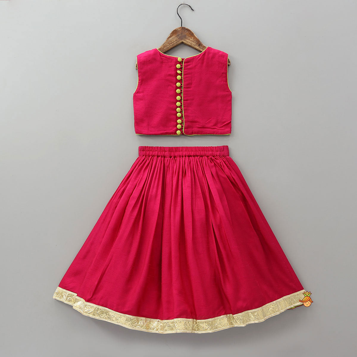 Goddess Durga Embroidered Top And Contrasting Tassel Detail Lehenga With Dupatta