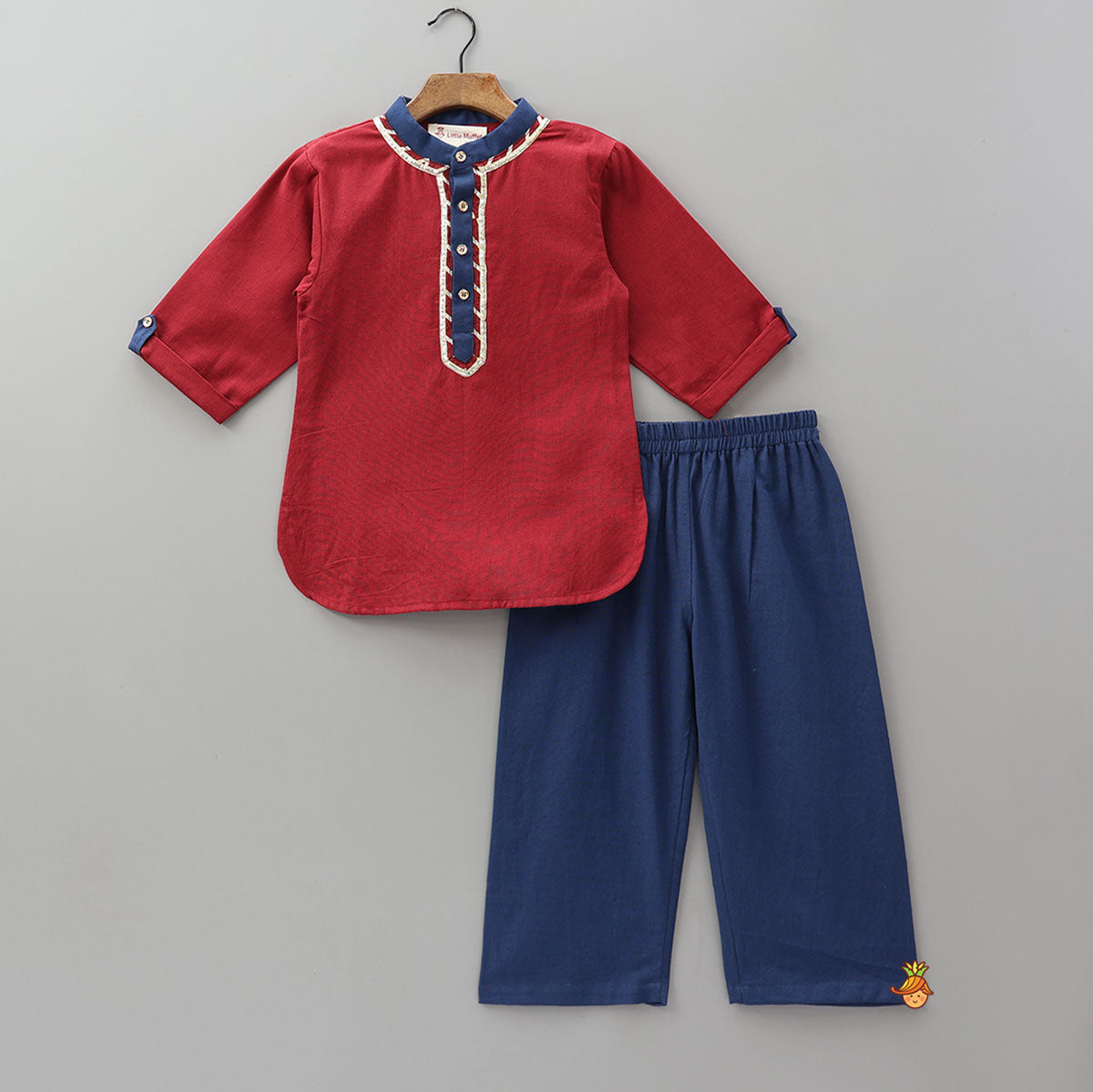 Gota Lace Work Front Placket Kurta And Pyjama