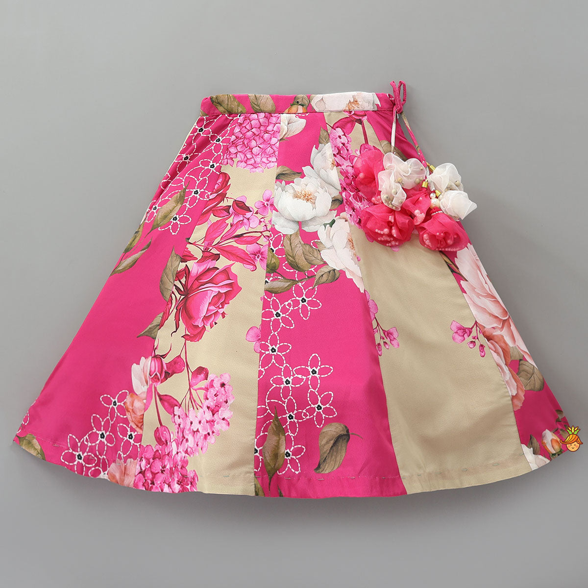 Stylish Sleeved Crop Top And Floral Printed Lehenga