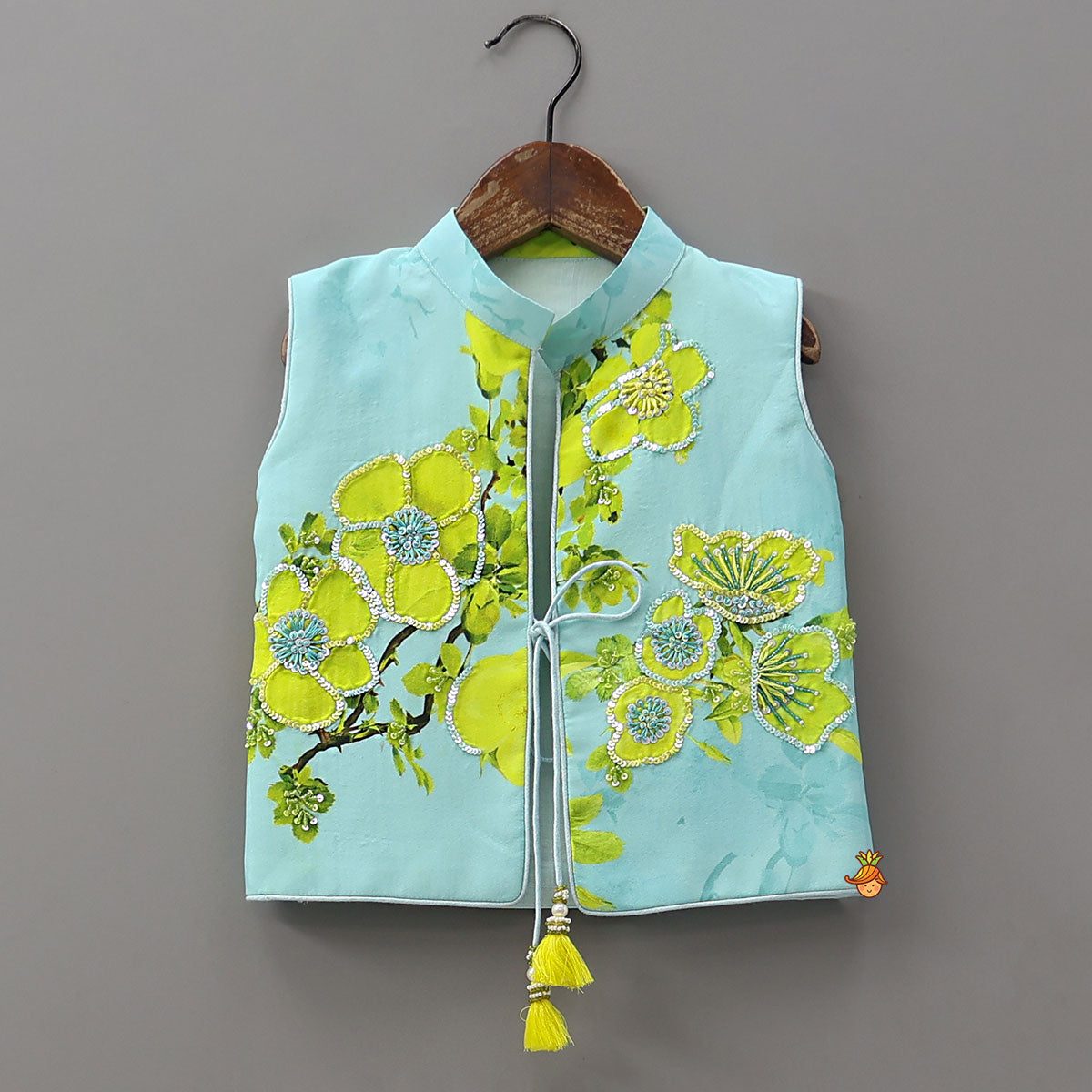 Strappy Top With Floral Jacket And Matching Lehenga