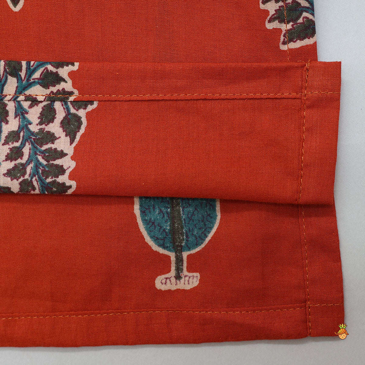 Thread Work Front Placket Cotton Kurta With Open Jacket And Pyjama