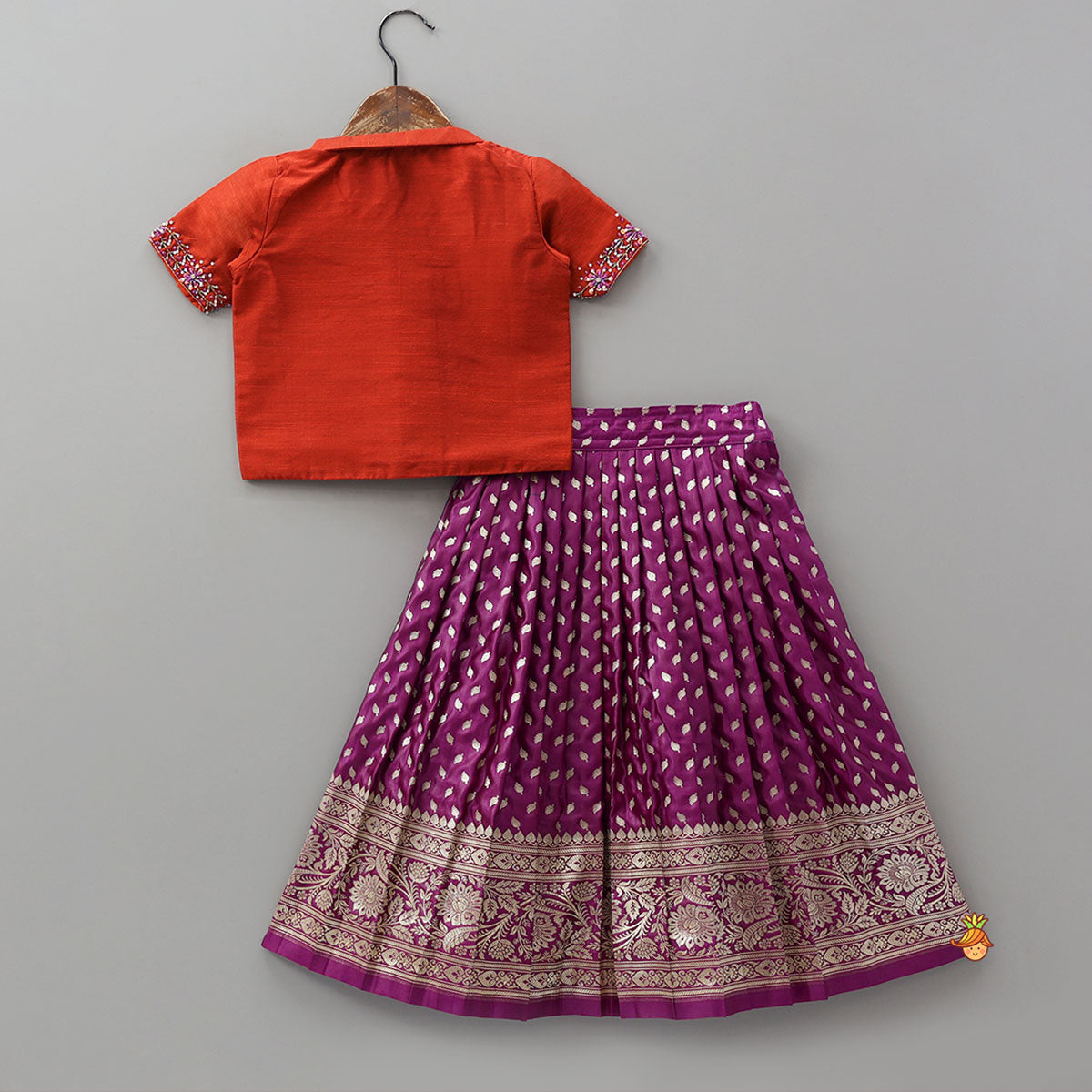 Stunning Embroidered Crop Top And Brocade Lehenga