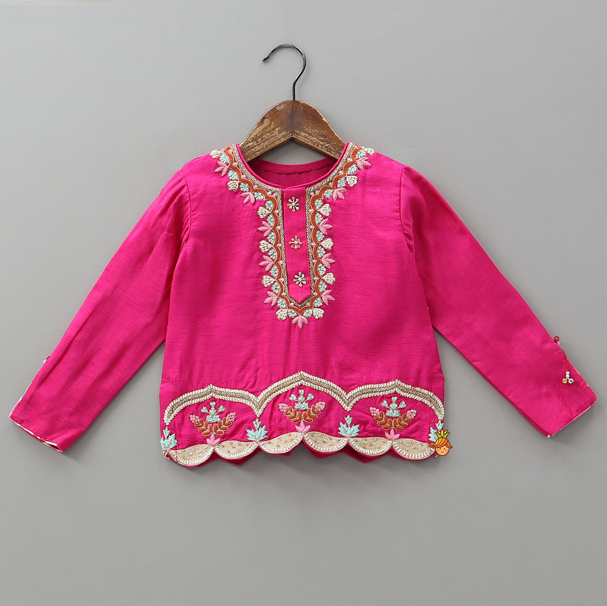 Festive Embellished Scallop Detailed Top With Printed Sharara