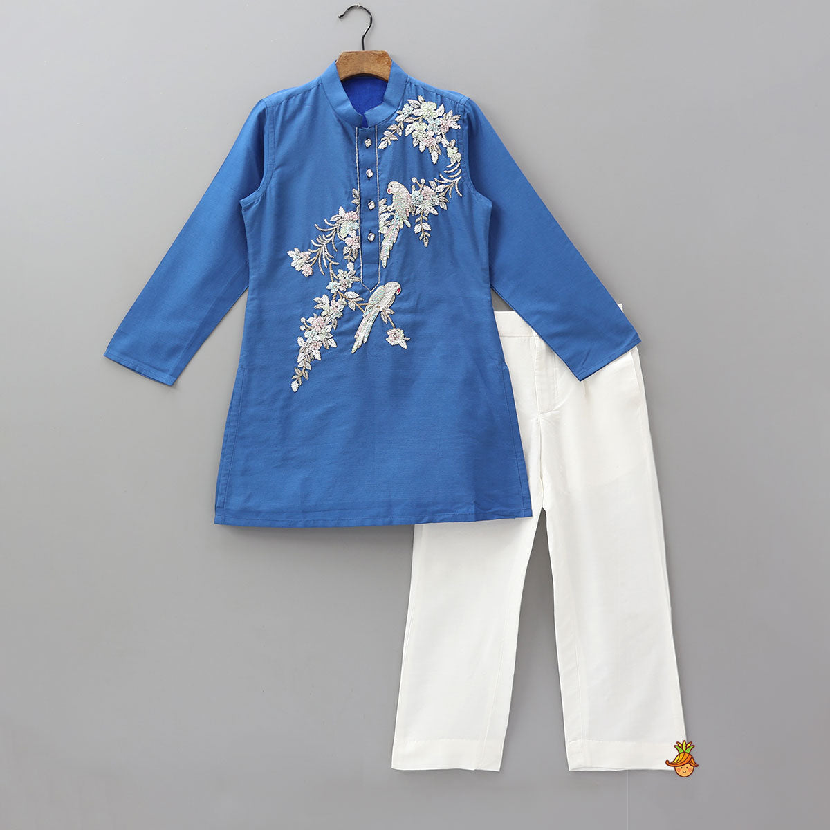 Bird Motif Embroidered Stylish Kurta And Pant