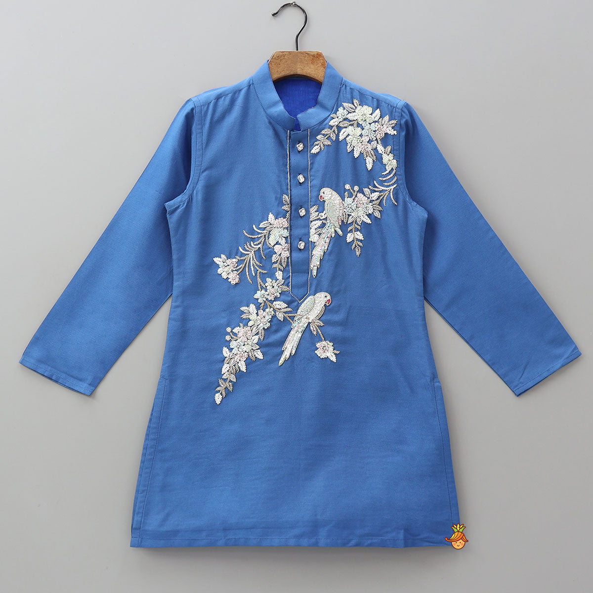 Bird Motif Embroidered Stylish Kurta And Pant