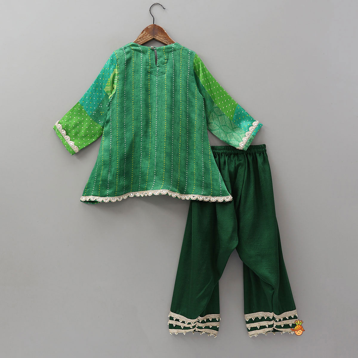 Festive Bandhani Printed Kurti And Salwar With Contrasting Dupatta