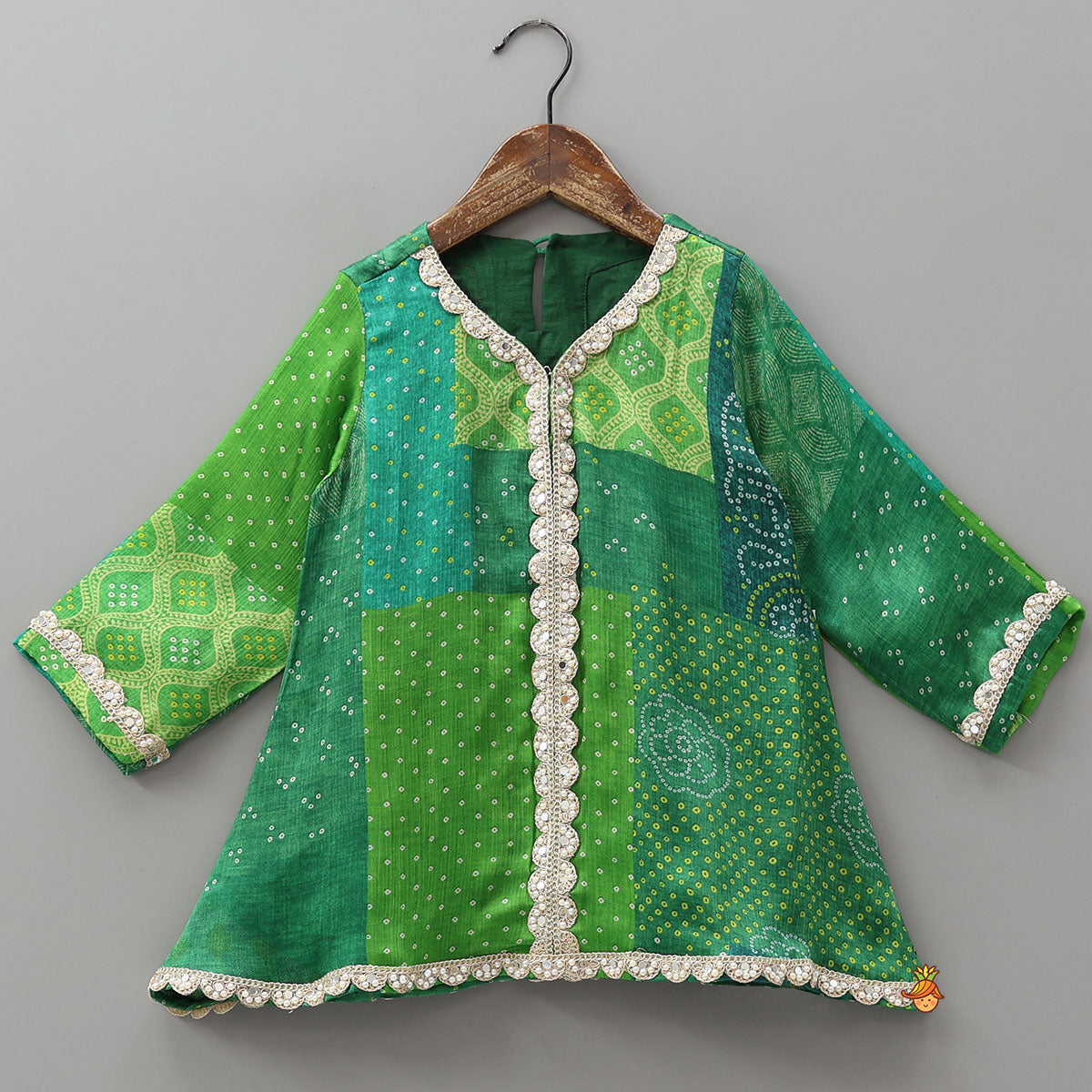 Festive Bandhani Printed Kurti And Salwar With Contrasting Dupatta