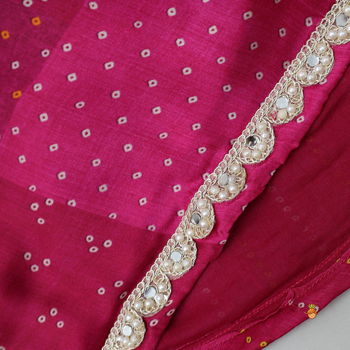 Festive Bandhani Printed Kurti And Dhoti Style Pant With Contrasting Dupatta