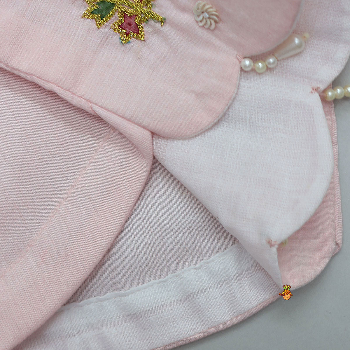 Scalloped Crop Top And Lehenga With Dupatta
