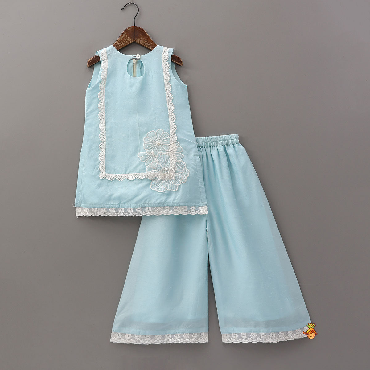 Elegant Floral Applique Kurti And Palazzo