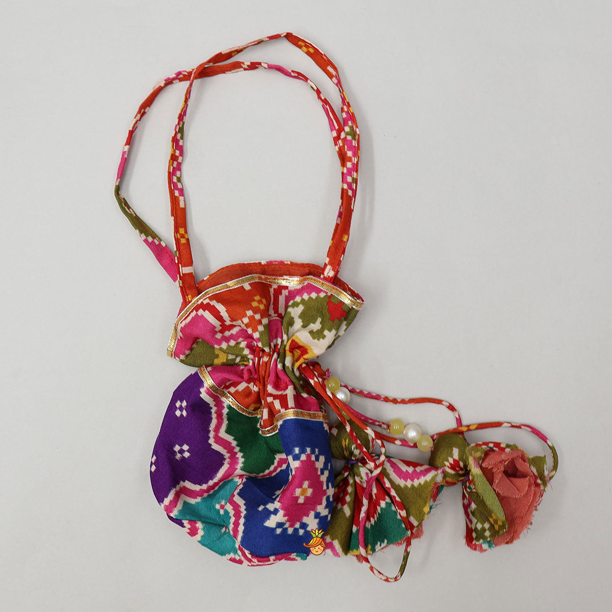 Halter Neck Heavily Embroidered Top And Lehenga With Dupatta And Potli Bag