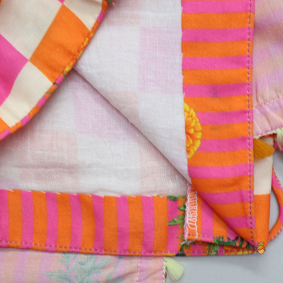 Checks Printed Flap Top And Lehenga With Dupatta