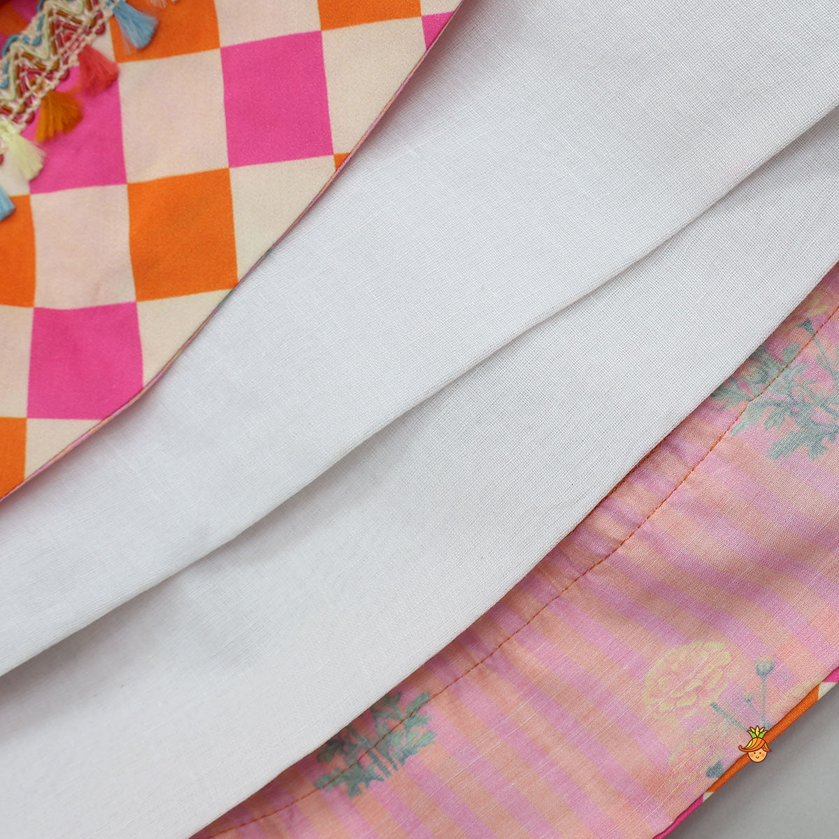 Checks Printed Flap Top And Lehenga With Dupatta
