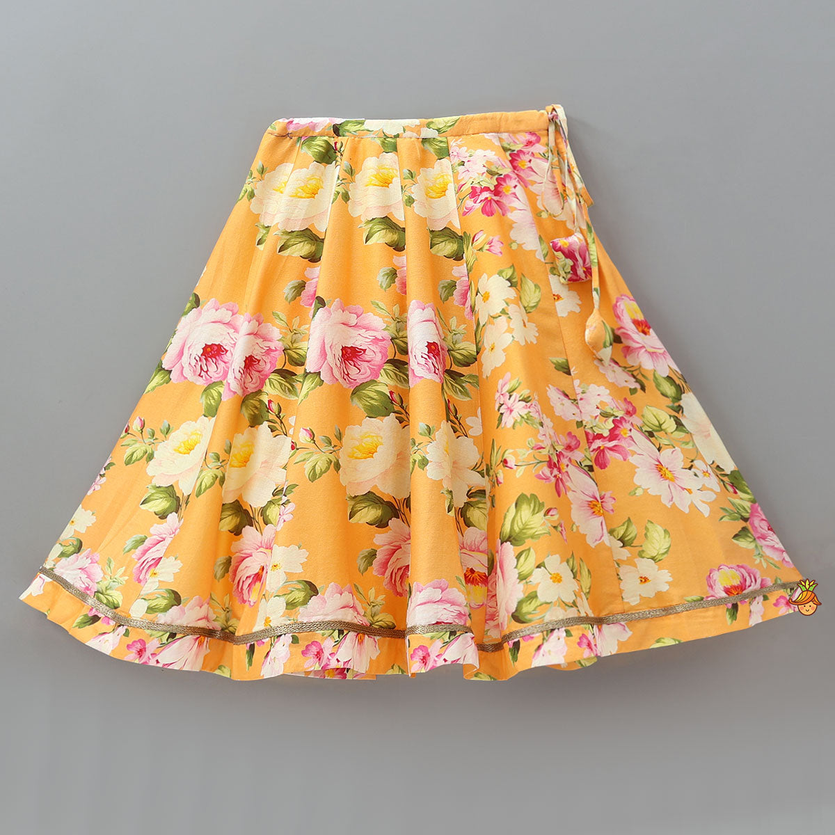 Floral Elegance Top And Lehenga With Net Dupatta