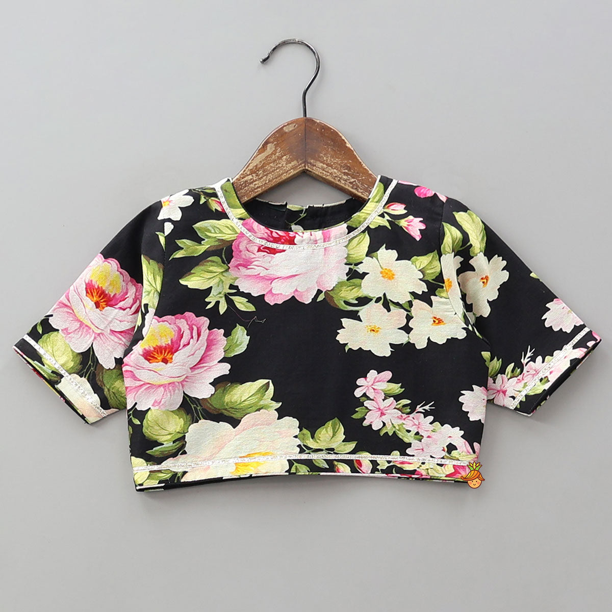 Floral Grace Top And Lehenga With Net Dupatta