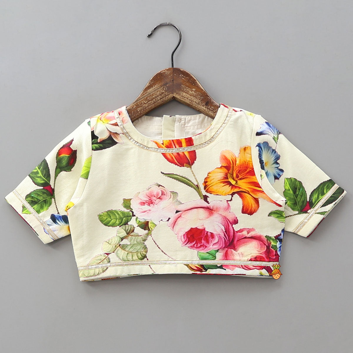 Classic Floral Printed Top And Lehenga With Net Dupatta