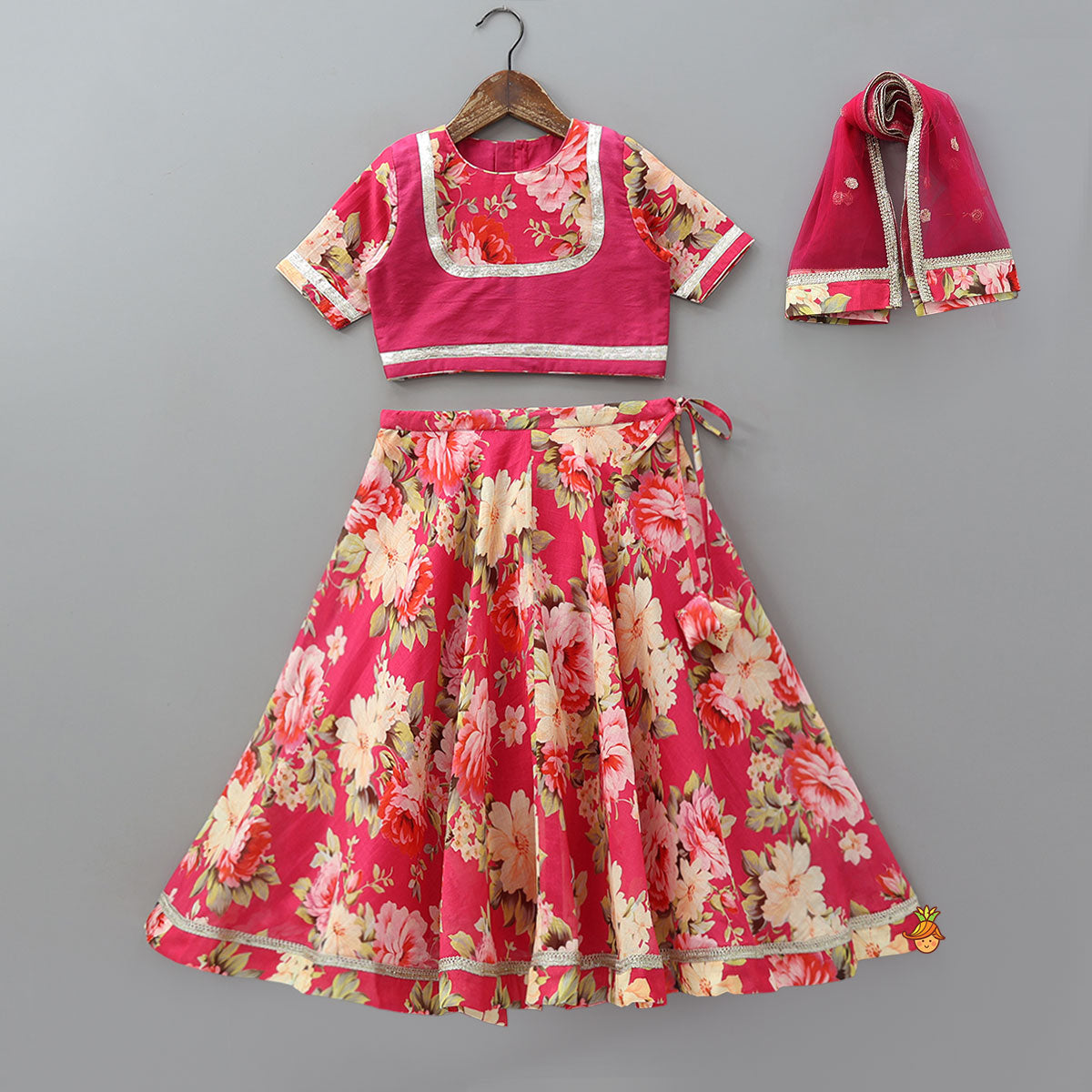 Floral Charm Top And Lehenga With Dupatta