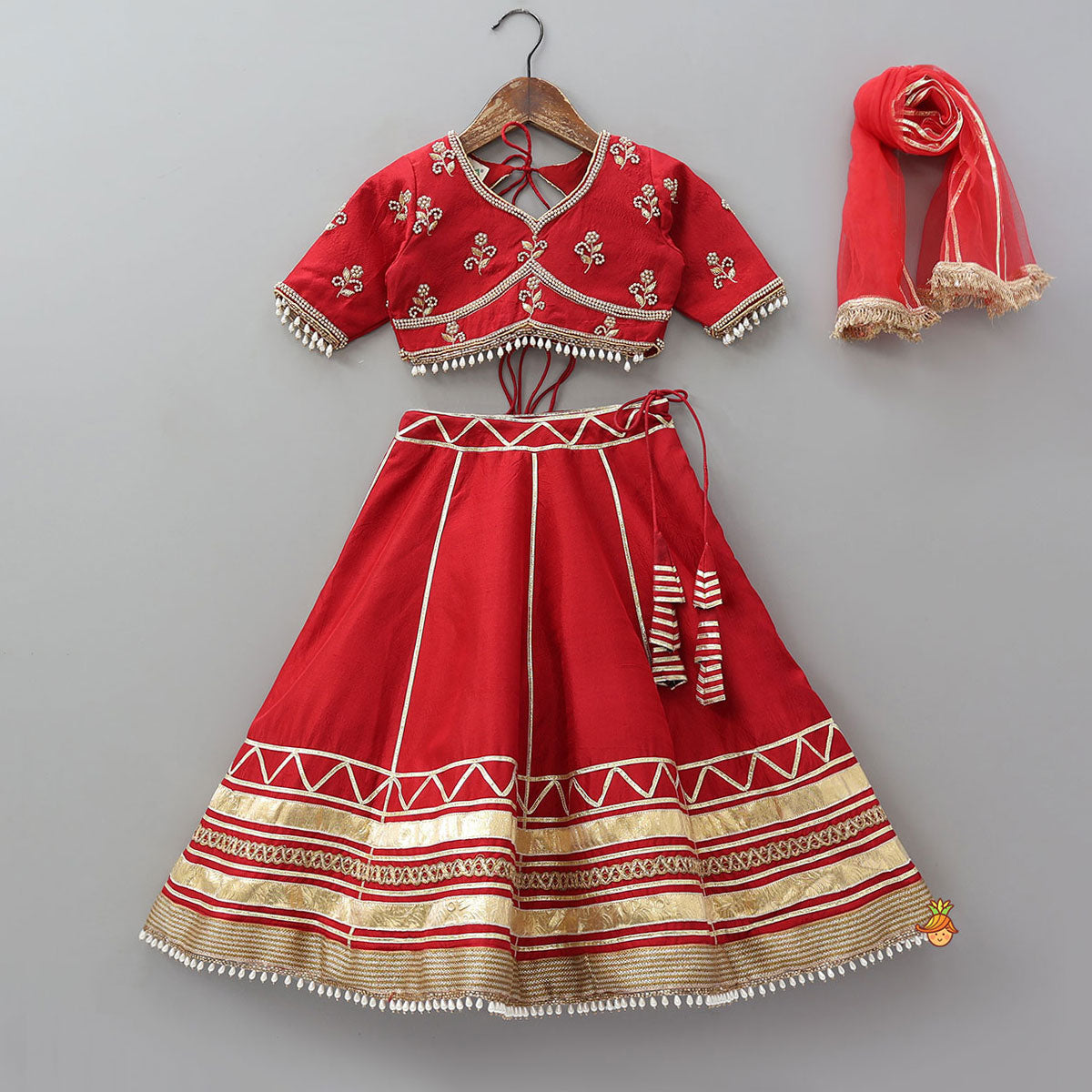 Heavily Embroidered Crop Top And Lehenga With Dupatta