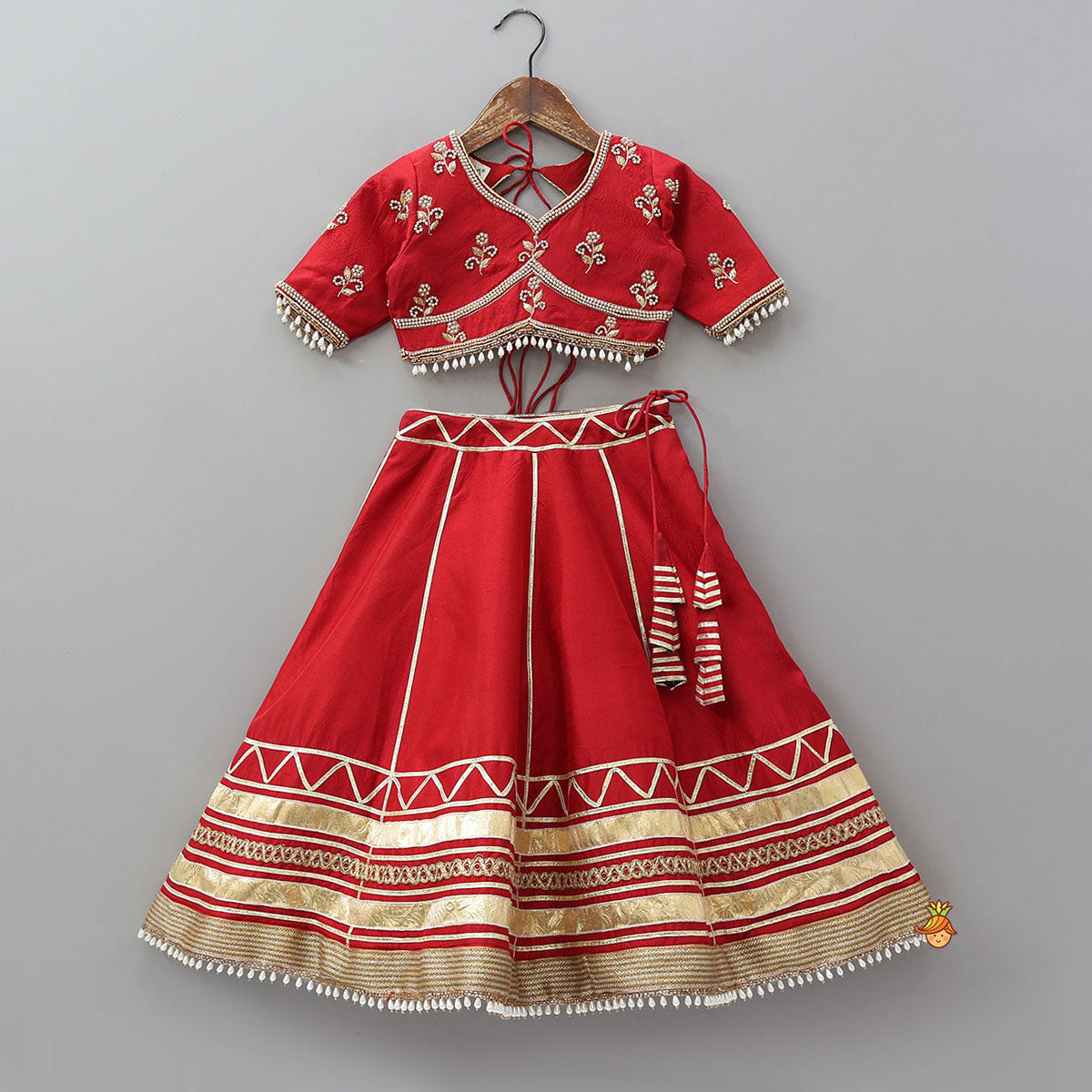 Heavily Embroidered Crop Top And Lehenga With Dupatta