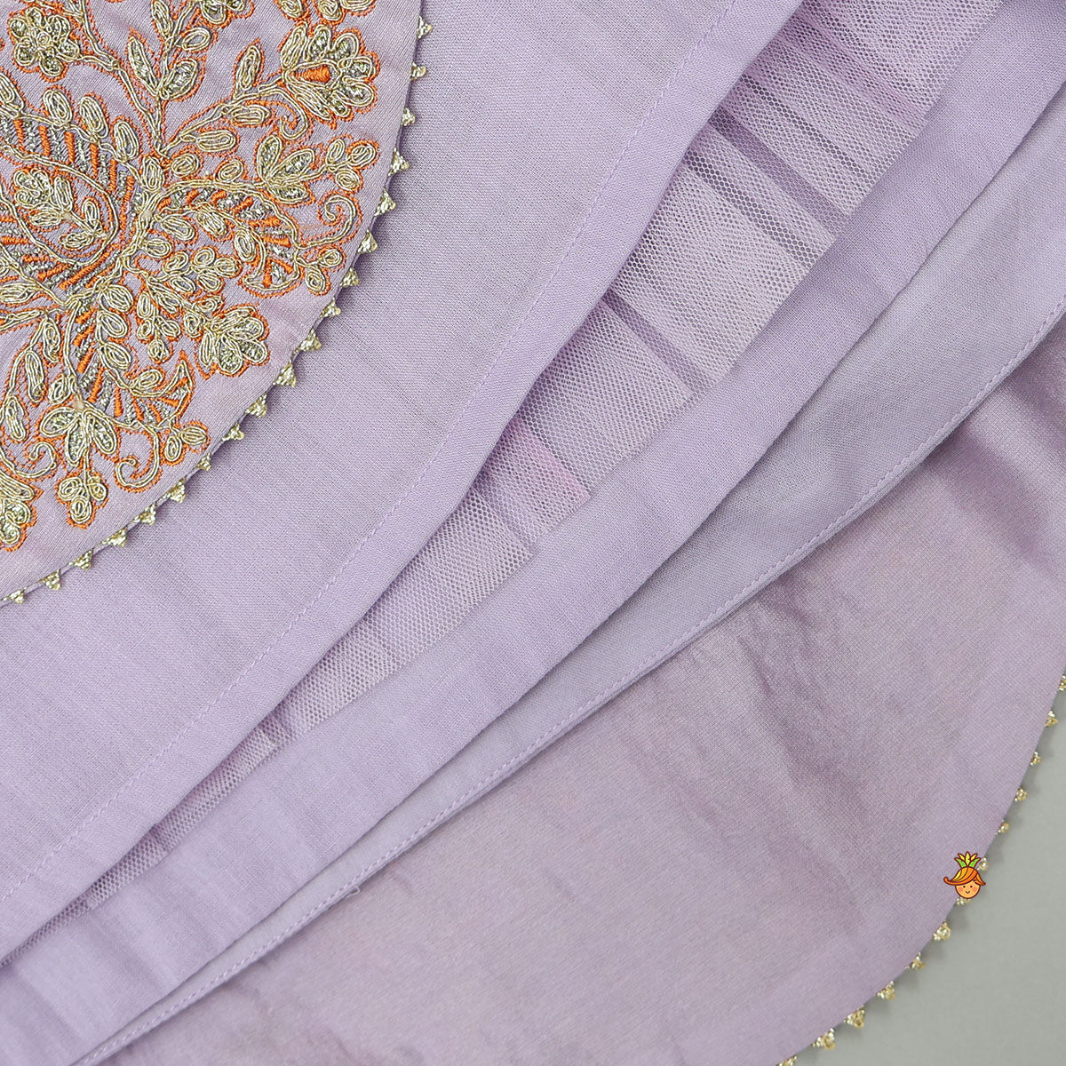 Round Neck Top And Scalloped Lehenga With Dupatta