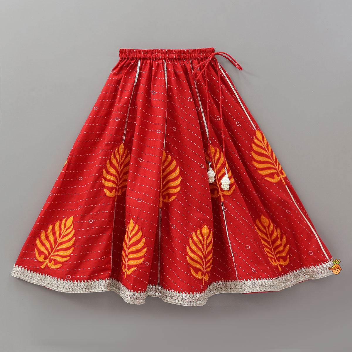 Ruffle Sleeve Printed Top And Lehenga With Dupatta