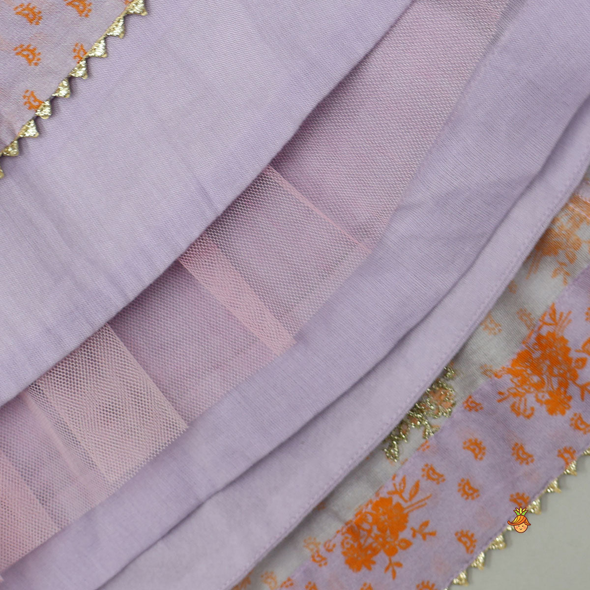 Printed Top And Lehenga With Dual Tone Dupatta