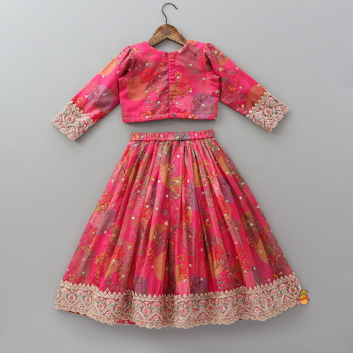 Heavily Embroidered Crop Top And Lehenga With Sequin Embellished Dupatta
