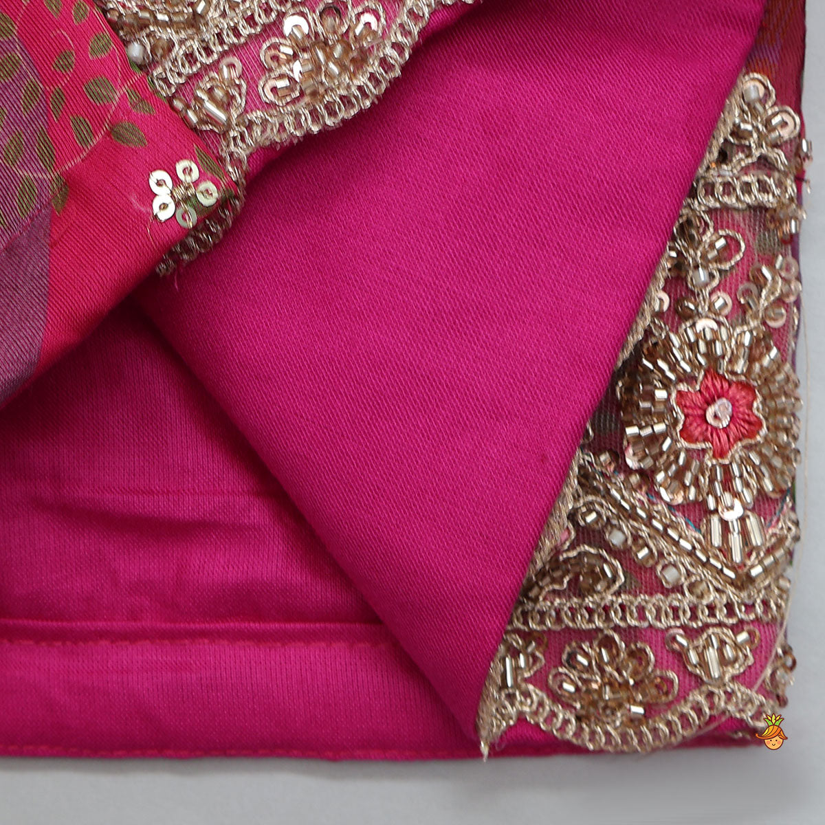 Heavily Embroidered Crop Top And Lehenga With Sequin Embellished Dupatta