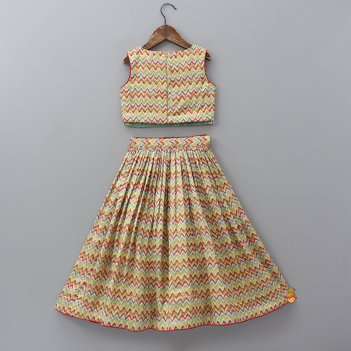 Chevron Printed Crop Top And Lehenga