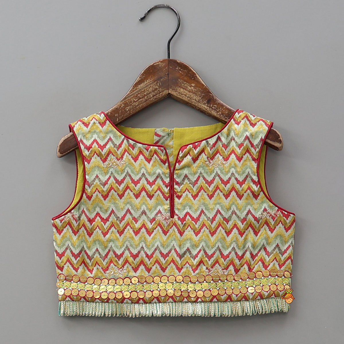 Chevron Printed Crop Top And Lehenga