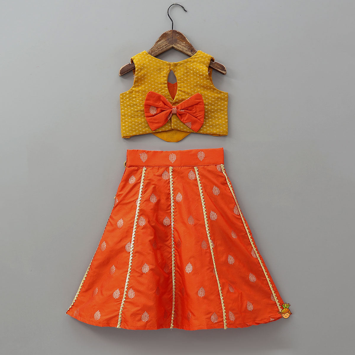 Hem Cut Crop Top And Contrasting Lehenga
