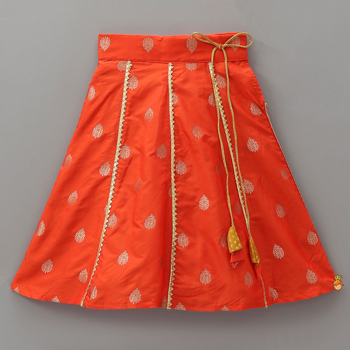 Hem Cut Crop Top And Contrasting Lehenga