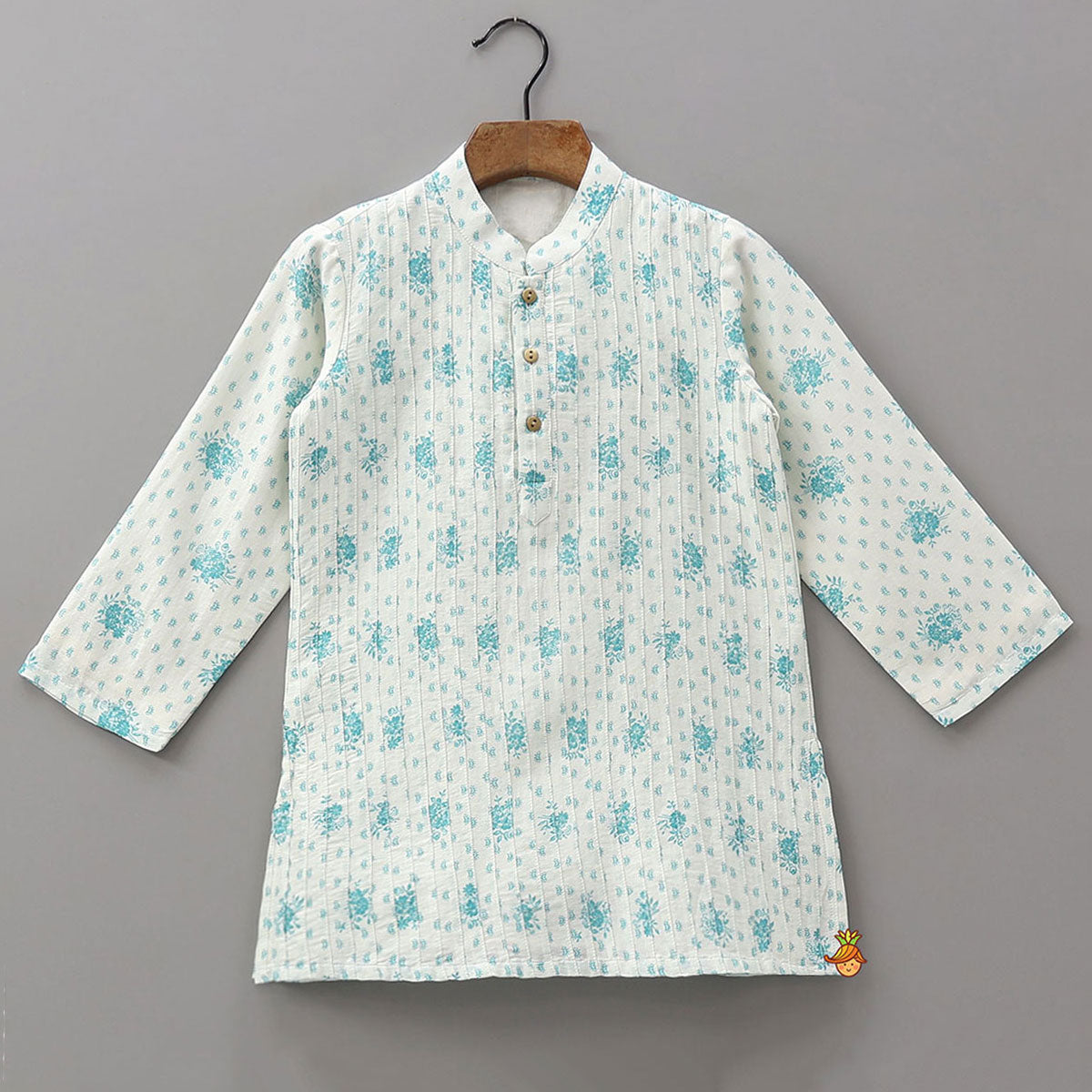 Pin Tuck Detailed Printed Traditional Kurta And Pyjama
