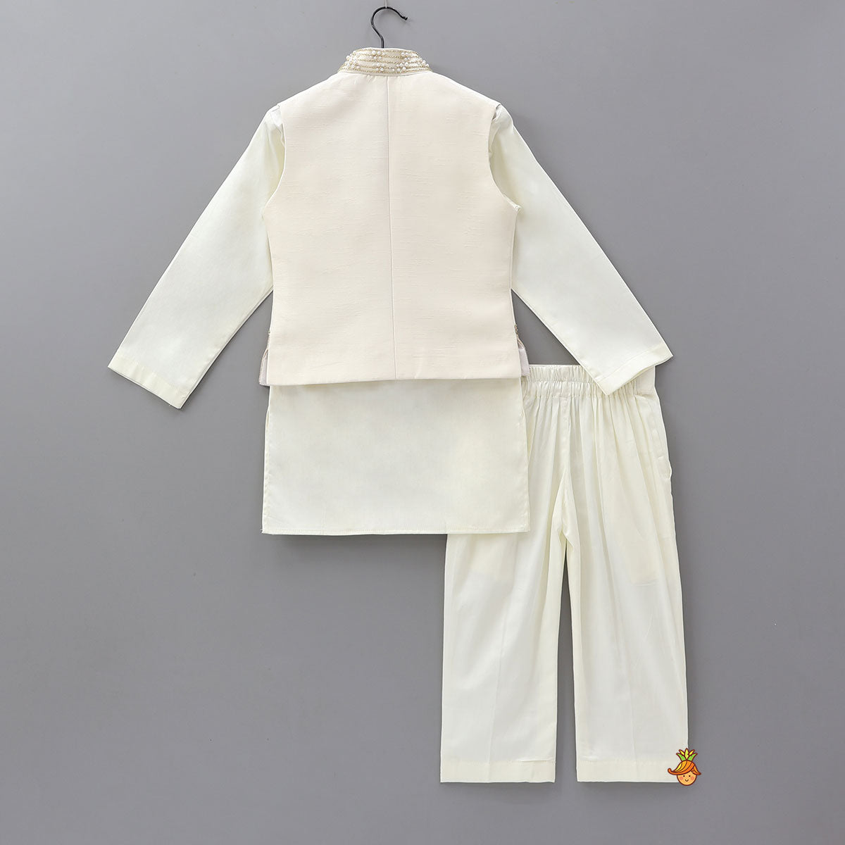 Ethnic Kurta With Embroidered Jacket And Pyjama