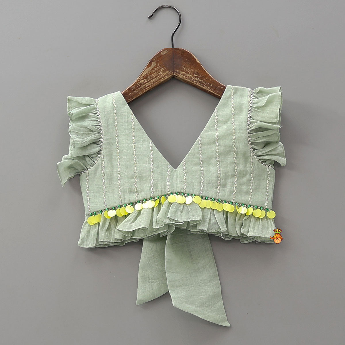 Ruffle Crop Top And Embroidered Lehenga
