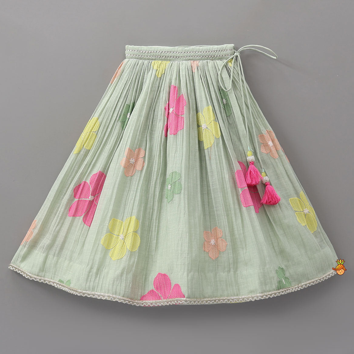 Ruffle Crop Top And Embroidered Lehenga
