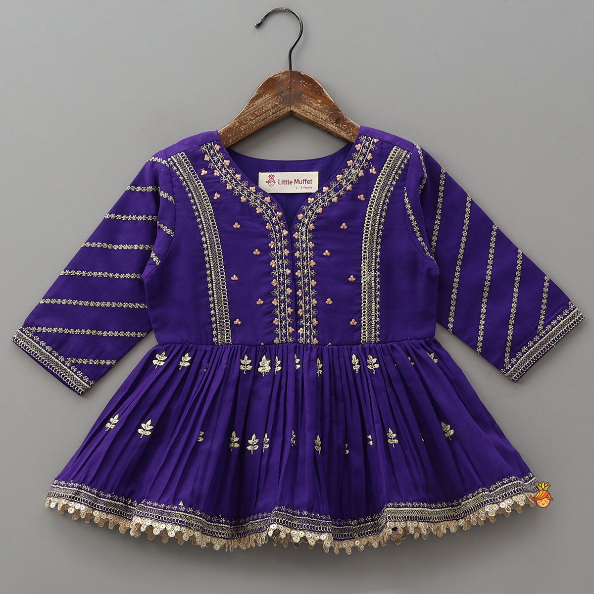 Sequin And Zari Thread Embroidered Peplum Top With Tulip Style Dhoti