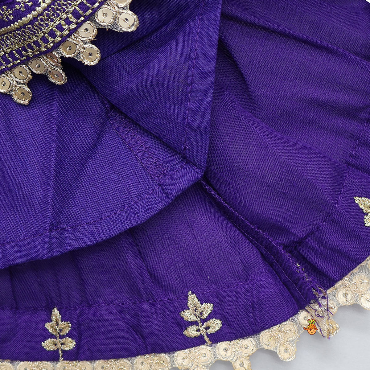 Sequin And Zari Thread Embroidered Peplum Top With Tulip Style Dhoti