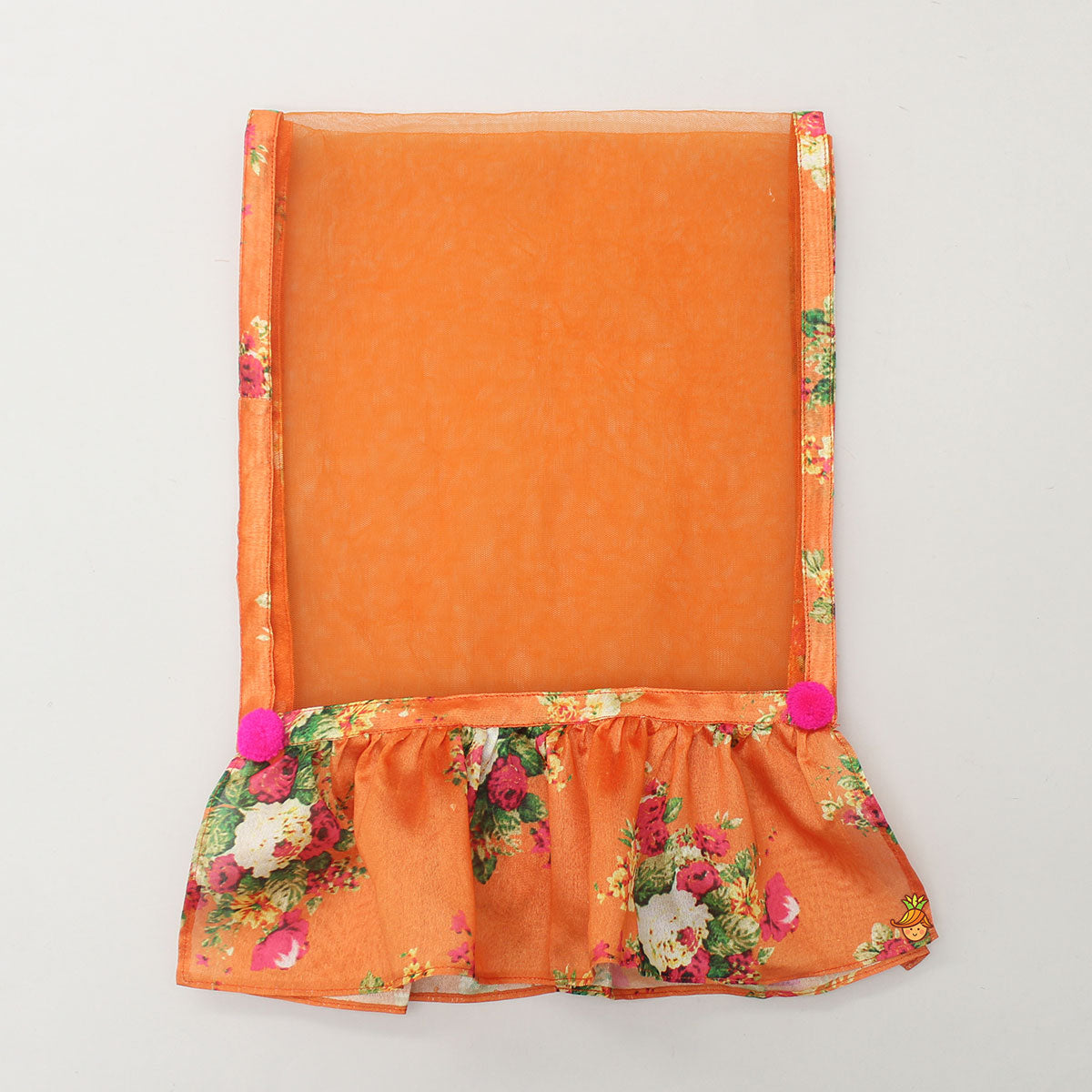 Orange Floral Top With Layered Palazzo And Pink Crop Top