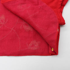 Pre Order: Red Jamna With Embroidered Jacket Set